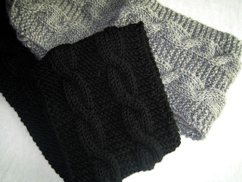Beautiful kand-knitted pair balck and grey long scarves