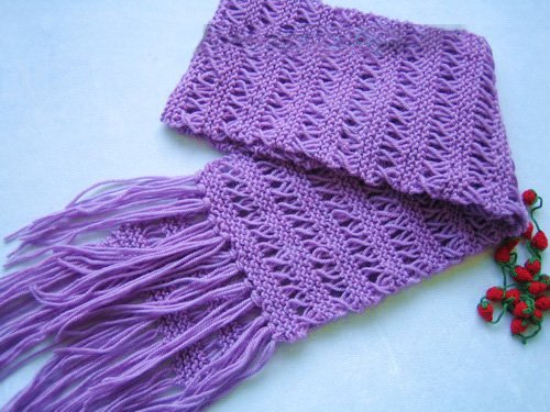 Hand-knitted beautiful purple long scarf