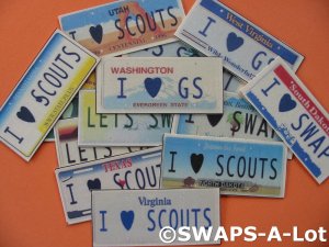 Mini YOUR State License Plates SWAPS Kit for Girl Kids Scout makes 25