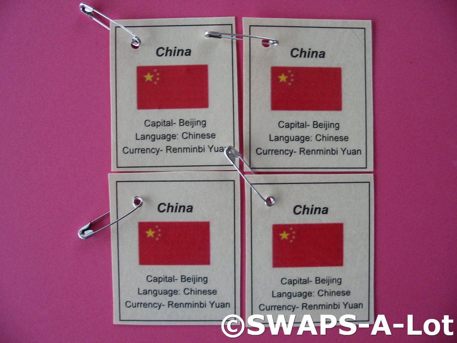 Mini China Flag, Capital Thinking Day SWAPS Kit for Girl Kids Scout