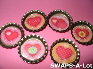 Mini Lovely Hearts-n-Bottle Caps SWAPS Kit for Girl Kids Scout makes 25