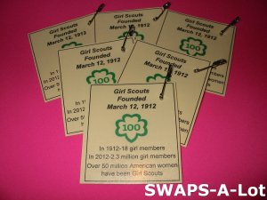 Mini 100th Anniversary Laminated Trade Cards SWAPS Kit for Girl Kids Scout makes 25