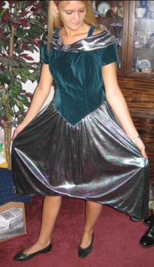 GREEN METALLIC Party Dress MERMAID punk new wave 80s SM