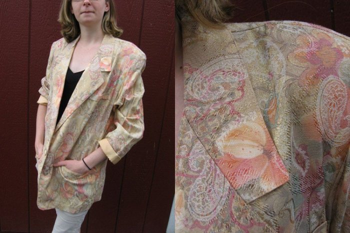~ Vtg 80s Golden BOYFRIEND BLaZeR Jacket FLoral SML