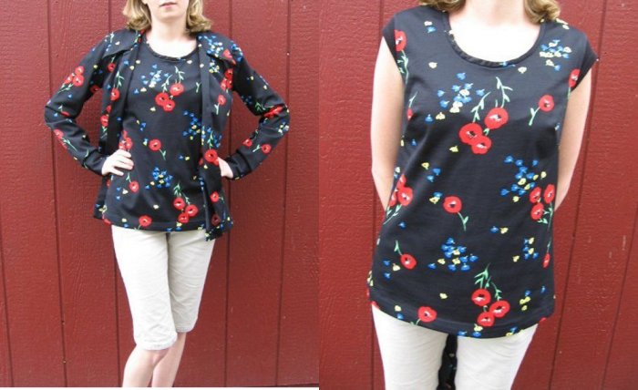 ~VtG 60s 70s mod 2 pc set Hippie POPPY TUNIC TOP S/M