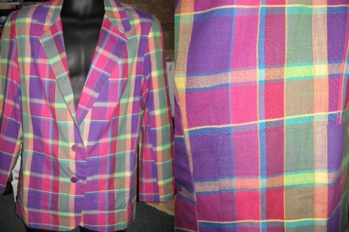 FAB PLAID Summer Blazer VIBRANT sz 10 ladies jacket