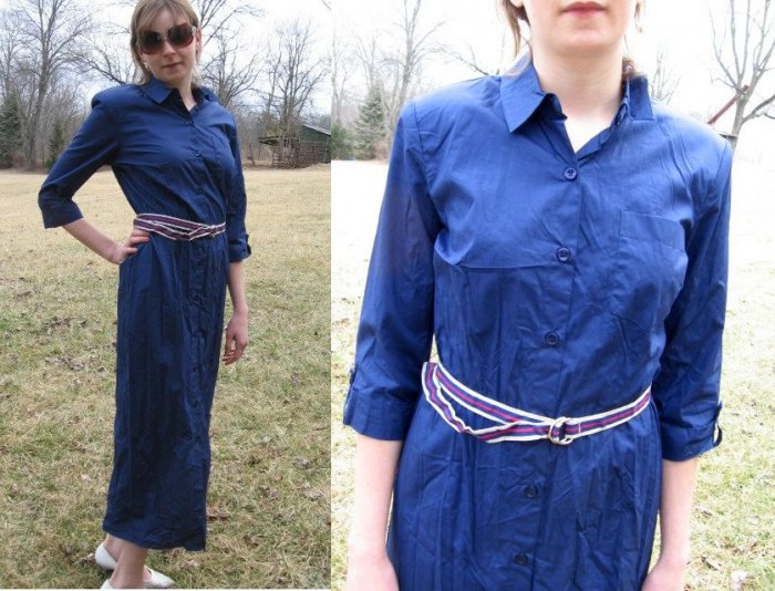 TALBOTS Long Summer SHIRT DRESS Buttons BLUE NWT NEW 8