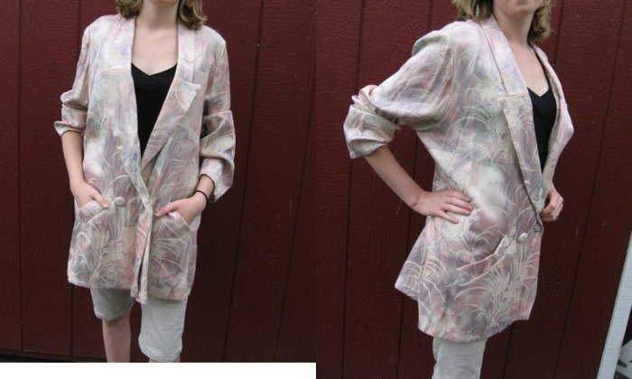 ~ Vtg 80s PASTEL BOYFRIEND BLaZeR Jacket SHiny SML