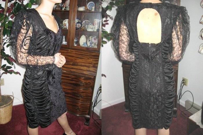 vintage 80s BODY CON SHiRReD WIGGLE COCKTAIL DRESS XS S