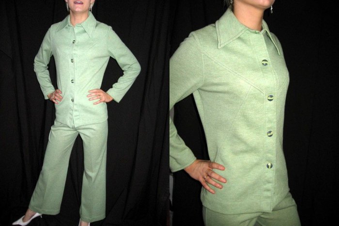 60s vintage 2 pc MOD retro PANTS SUIT XS S