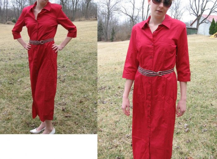 TALBOTS Long Summer SHIRT DRESS Buttons RED NWT NEW 6