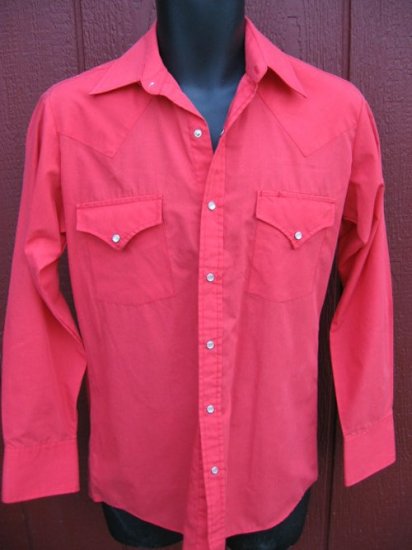 Vtg mens WESTERN PEARL SNAP SHIRT Cowboy Rockabilly red S