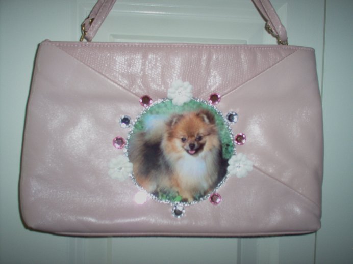 DIY Pink POMERANIAN Handbag Pocketbook Purse Clutch OOAK