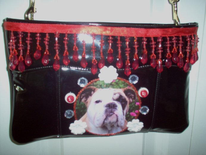 DIY Bulldog Handbag Purse Clutch Pocketbook OOAK