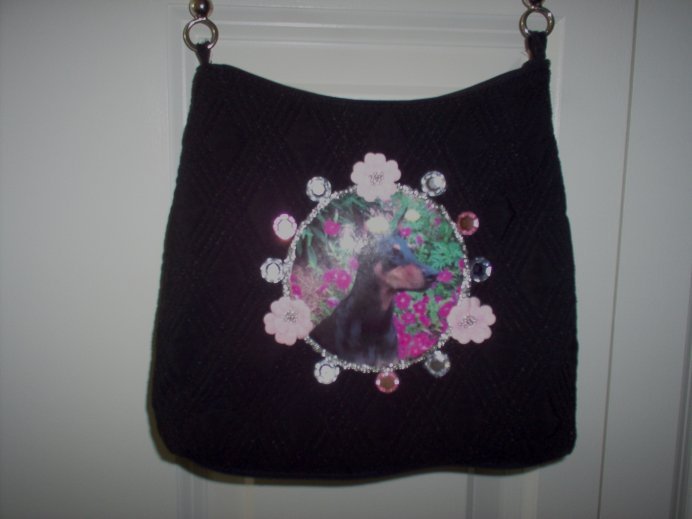 DIY Black Doberman Pinscher Handbag Purse Clutch OOAK