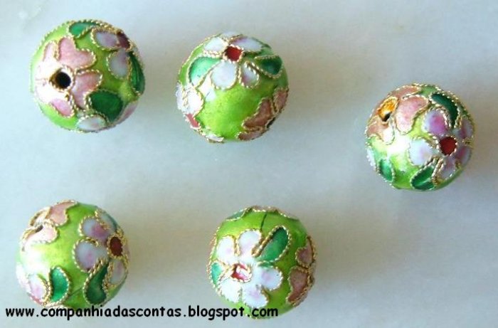 CLOB 1 - Light Green round Cloisonne 12 mm