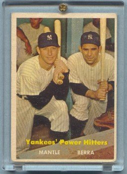 1957 Topps Power Hitters # 407 MANTLE -- BERRA Yankees HOF