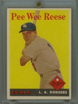 Vintage 1958 Topps # 375 Pee Wee Reese Dodgers HOF