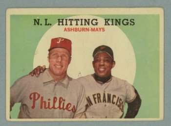 1959 Topps NL Hitting Kings # 317 ASHBURN -- MAYS HOF