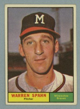 Vintage 1961 Topps # 200 Warren Spahn Braves HOF