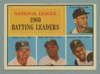 1961 Topps NL Batting Leaders # 41 MAYS CLEMENTE HOF EX