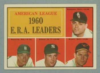 1961 Topps AL ERA Leaders # 46 BUNNING -- DITMAR HOF