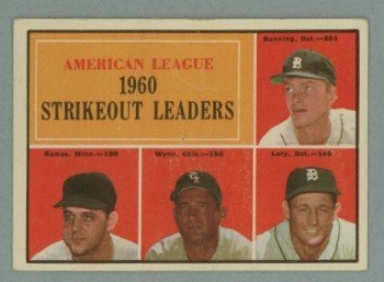 1961 Topps AL Strikeout Leaders # 50 BUNNING -- WYNN HOF