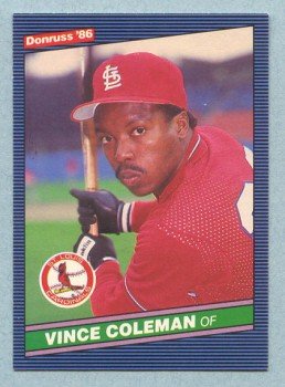 1986 Donruss # 181 Vince Coleman UER RC Cardinals Rookie