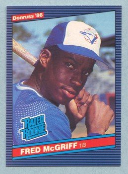 1986 Donruss # 28 Fred McGriff RC Rookie Blue Jays Rookie