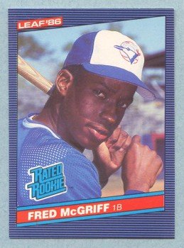 1986 Leaf # 28 Fred McGriff RC Rookie Blue Jays Rookie