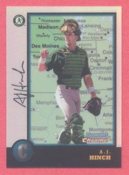 1998 Bowman Chrome International Refractors # 216 A J Hinch A's