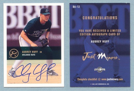 2000 Just Autographs IM 2K # BA-12 AUBREY HUFF RC Rookie Auto