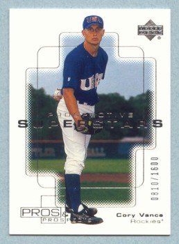 2000 UD Pros & Prospects # 144 Cory Vance RC #d 0810 of 1600 Rookie