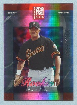 2002 Donruss Elite Rookie # 197 Deivis Santos RC #d 0933 of 1500 Rookie SF Giants