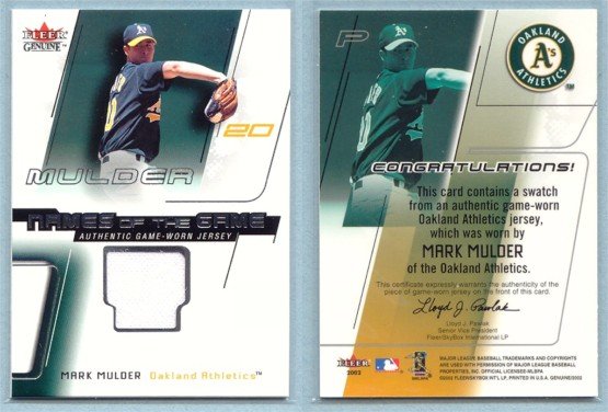 2002 Fleer Genuine Names of the Game Memorabilia # 13 MARK MULDER GU Jersey