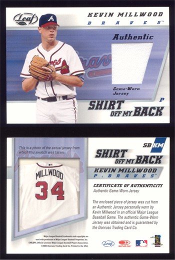 2002 Leaf Shirt Off My Back # SB-KM KEVIN MILLWOOD GU Jersey