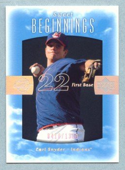 2002 Sweet Spot Beginnings # 91 Earl Snyder RC #d 0410 of 1300 Rookie Indians