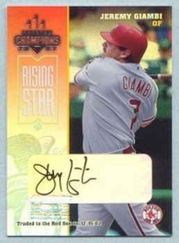 2003 Champions Autographs Rising Star # 196 Jeremy Giambi #d 122 of 195 Red Sox Auto
