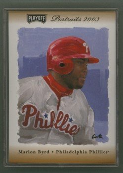 2003 Playoff Portraits Bronze # 127 Marlon Byrd GU Jersey #d 004 of 100