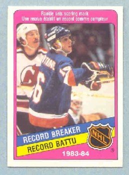 1984-85 OPC # 392 -- Pat LaFontaine Record Breaker