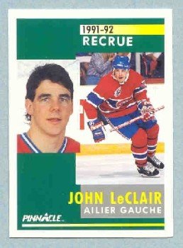 1991-92 Pinnacle French # 322 -- John LeClair Rookie Card RC