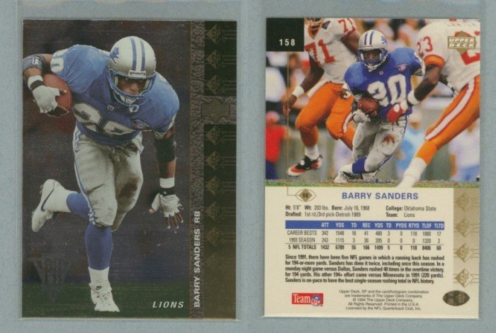 1994 SP # 158 BARRY SANDERS -- MINT