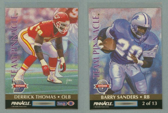 1992 Pinnacle Team Pinnacle # 2 BARRY SANDERS and DERRICK THOMAS -- MINT