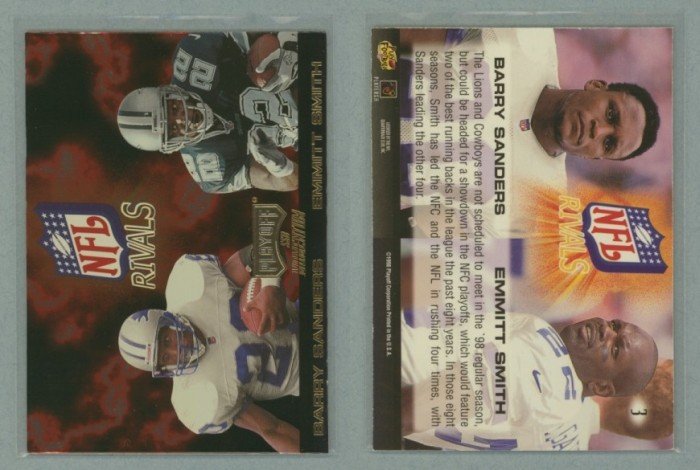 1998 Playoff Momentum NFL Rivals # 3 BARRY SANDERS and EMMITT SMITH