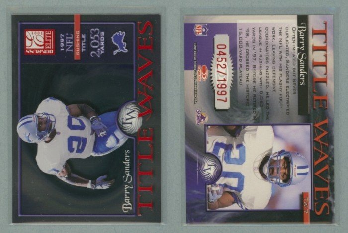 2001 Donruss Elite Title Waves # TW-7 BARRY SANDERS #d 0452 of 1997
