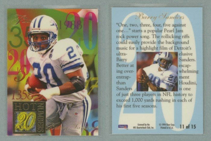 1994 Ultra Flair Hot Numbers # 11 BARRY SANDERS -- MINT