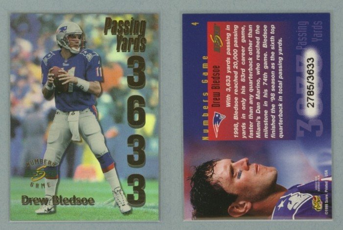 1999 Score Numbers Game # 4 DREW BLEDSOE 3633 Passing Yards #d 2785 of 3633 -- MINT