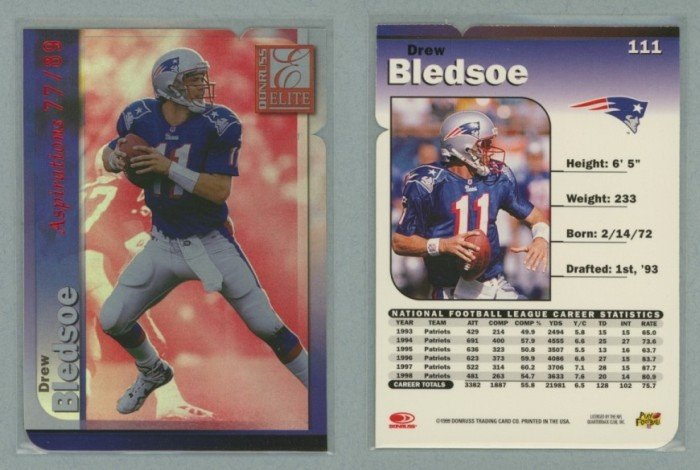 1999 Donruss Elite Aspirations # 111 Die Cut DREW BLEDSOE #d 77 of 89 -- MINT