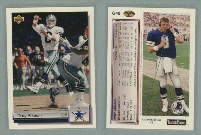 1992 Upper Deck Gold # G40 TROY AIKMAN -- MINT