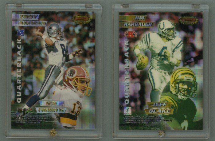 1996 Bowman's Best Mirror Images Atomic Refractors # 3 AIKMAN, FREROTIE, HARBAUGH, BLAKE - MINT